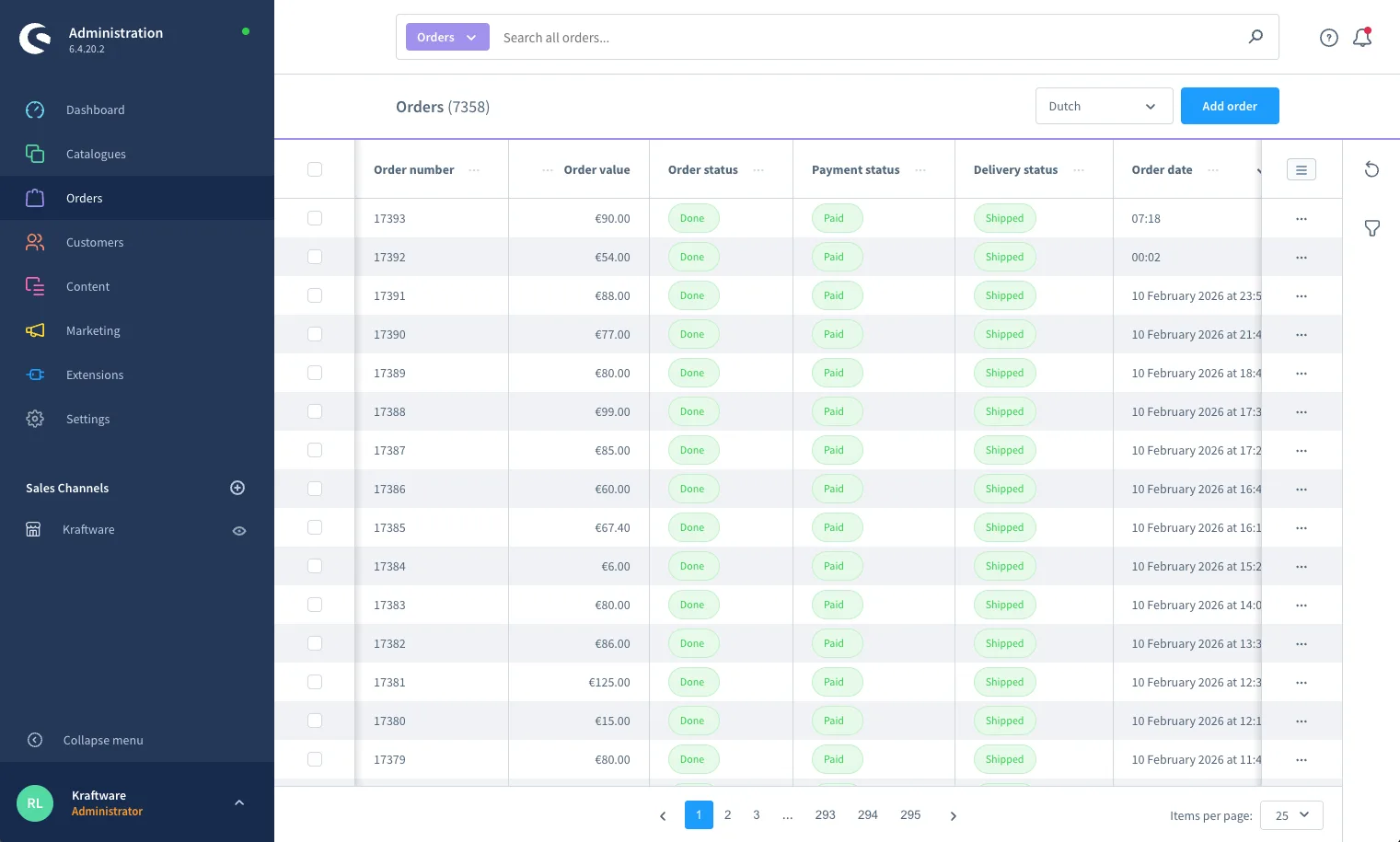 Screenshot of a Shopware 6 store built by Kraftware